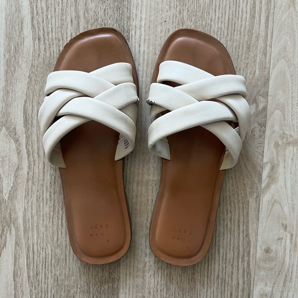 a new day white slide sandals